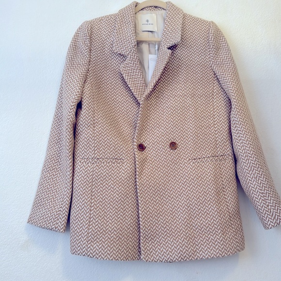 Anine Bing Fishbone Tan and Cream Blazer, XS - Picture 8 of 10